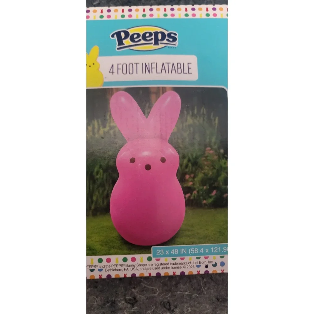PEEPS‎ 4' Foot Inflatable Pink Yard Easter Bunny Blow-Up NWT and Sealed